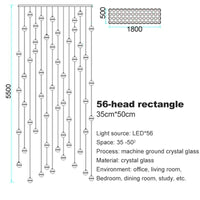 Lustre en cristal moderne avec boule tournante LED suspendue - LUXE LUMINEUX | Marco Lucetti 56 tête-rectangle / Blanc chaud