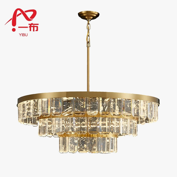 Lustre en cristal multicouche nuage et brume pour hôtel - Corps en acier de luxe