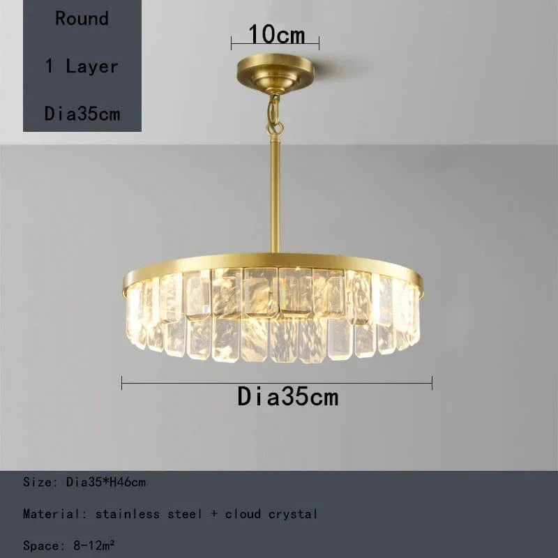 Lustre en cristal multicouche nuage et brume pour hôtel - Corps en acier de luxe | Marco Lucetti Dia35cm / Lumière variable