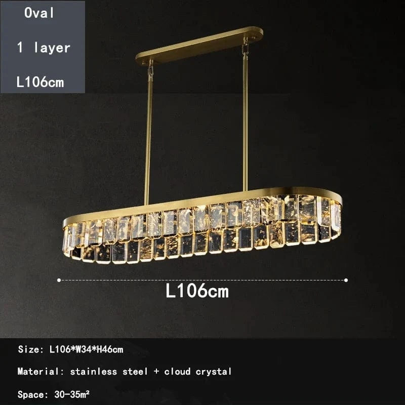 Lustre en cristal multicouche nuage et brume pour hôtel - Corps en acier de luxe | Marco Lucetti L106cm / Lumière variable