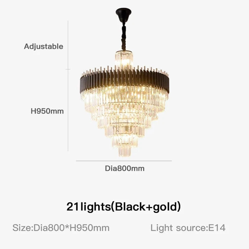 Lustre en Cristal Noir de Luxe Moderne LED | Marco Lucetti D80cm / Blanc froid