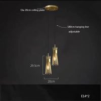 Lustre en cuivre LED décoratif de qualité supérieure pour la maison | Marco Lucetti 2 lumières / Lumière naturelle