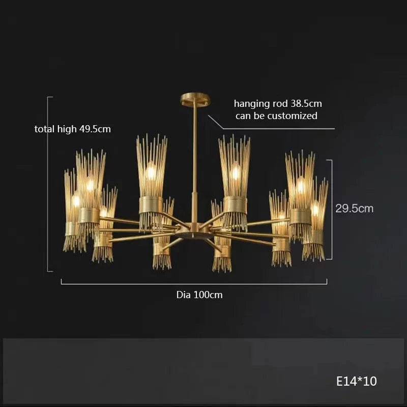 Lustre en cuivre LED décoratif de qualité supérieure pour la maison | Marco Lucetti Diamètre 100 cm / Lumière naturelle