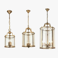 Lustre en cuivre de style vintage américain avec cage à oiseaux de Collection American Heritage