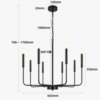 Lustre en fer à multi-têtes pour une décoration moderne avec chaîne | Marco Lucetti