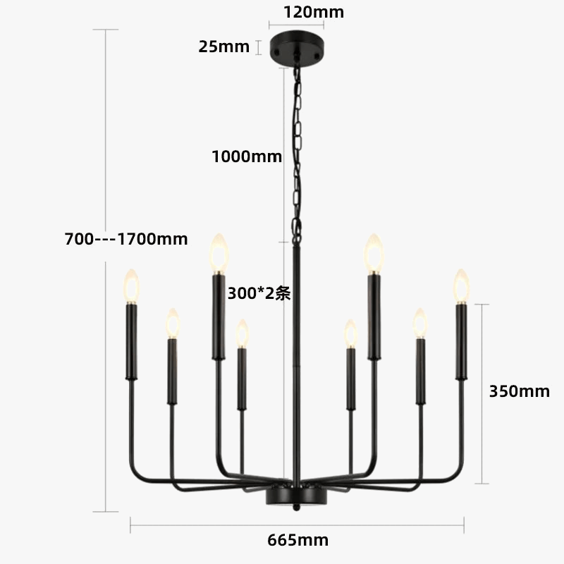 Lustre en fer à multi-têtes pour une décoration moderne avec chaîne | Marco Lucetti