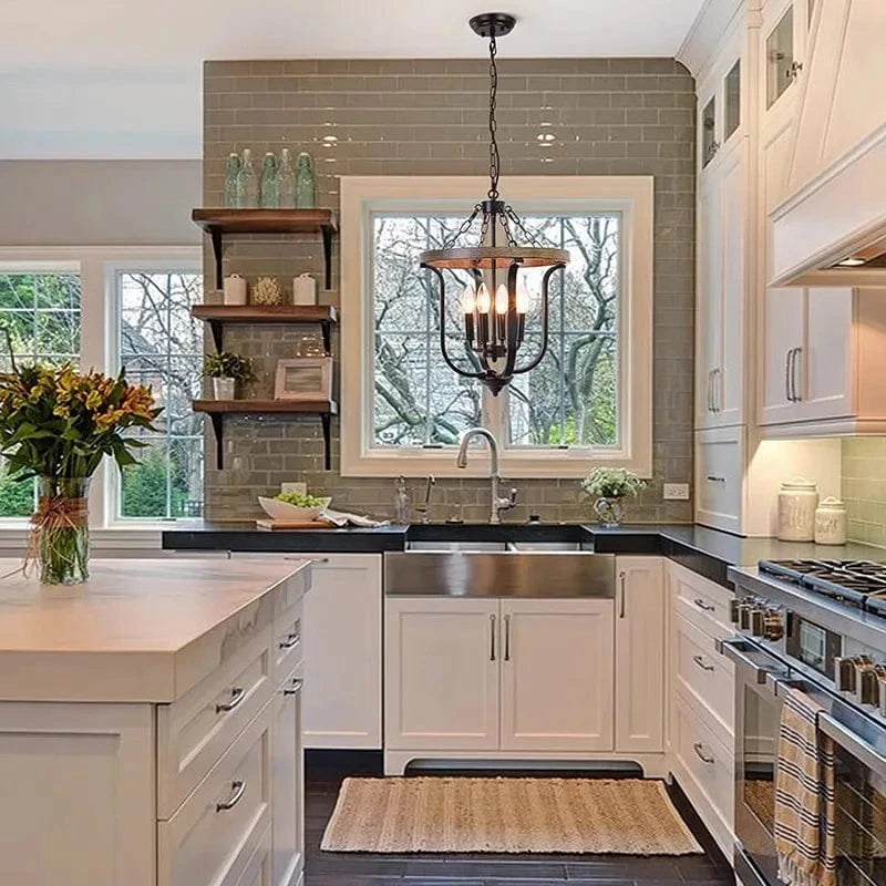 Lustre en fer américain moderne - Éclairage de bougie rétro | Marco Lucetti