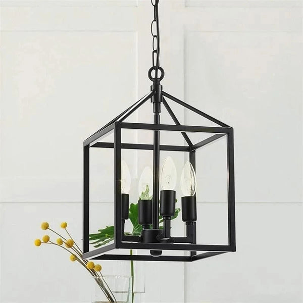 Lustre en fer avec cage à oiseaux et lumières suspendues. | Marco Lucetti Noir