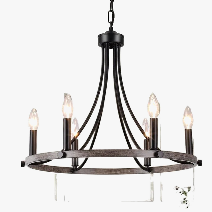 Lustre en fer forgé américain avec éclairage LED 5 têtes - Luxe et Modernité