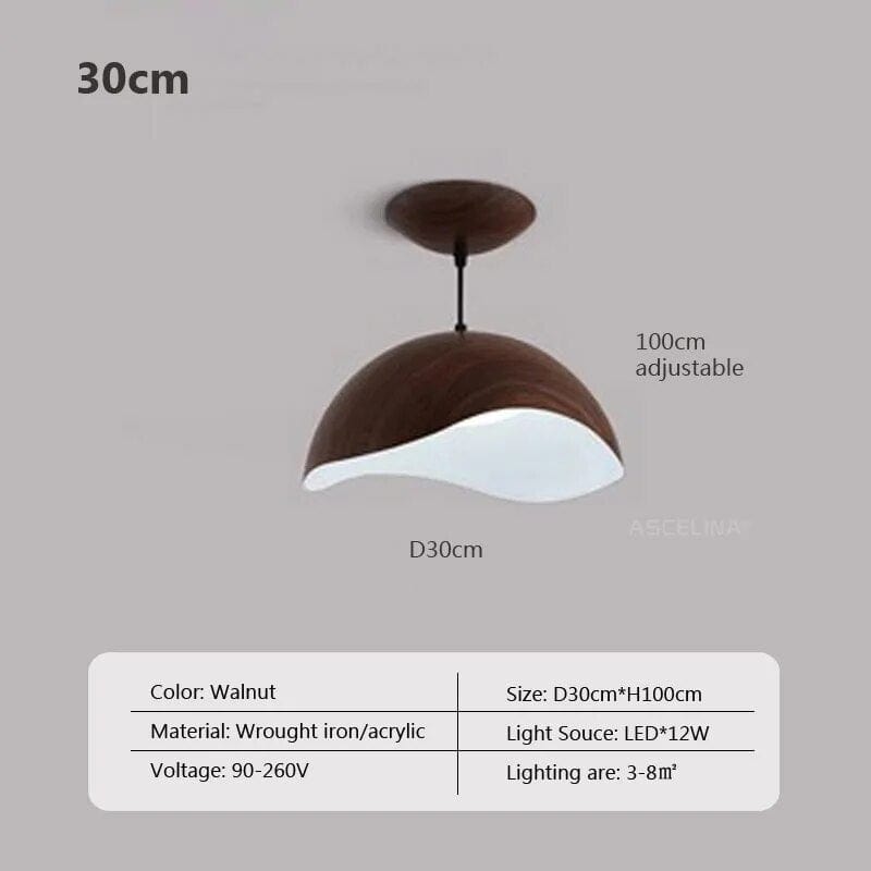 Lustre en fer grain bois nordique avec LED | Marco Lucetti CH30CM / Lumière chaude