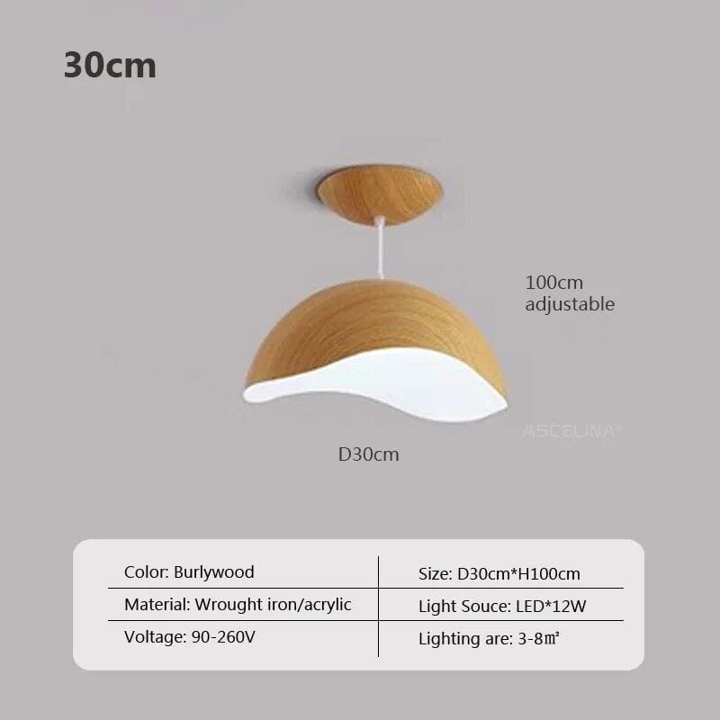 Lustre en fer grain bois nordique avec LED | Marco Lucetti CM30CM / Lumière chaude