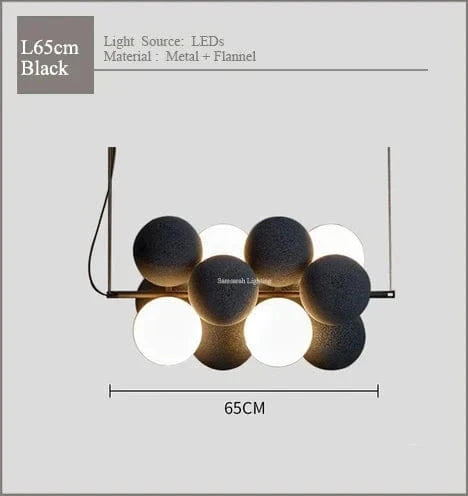 Lustre en flanelle nordique design art moderne | Marco Lucetti 01-L65cm noir / Blanc chaud