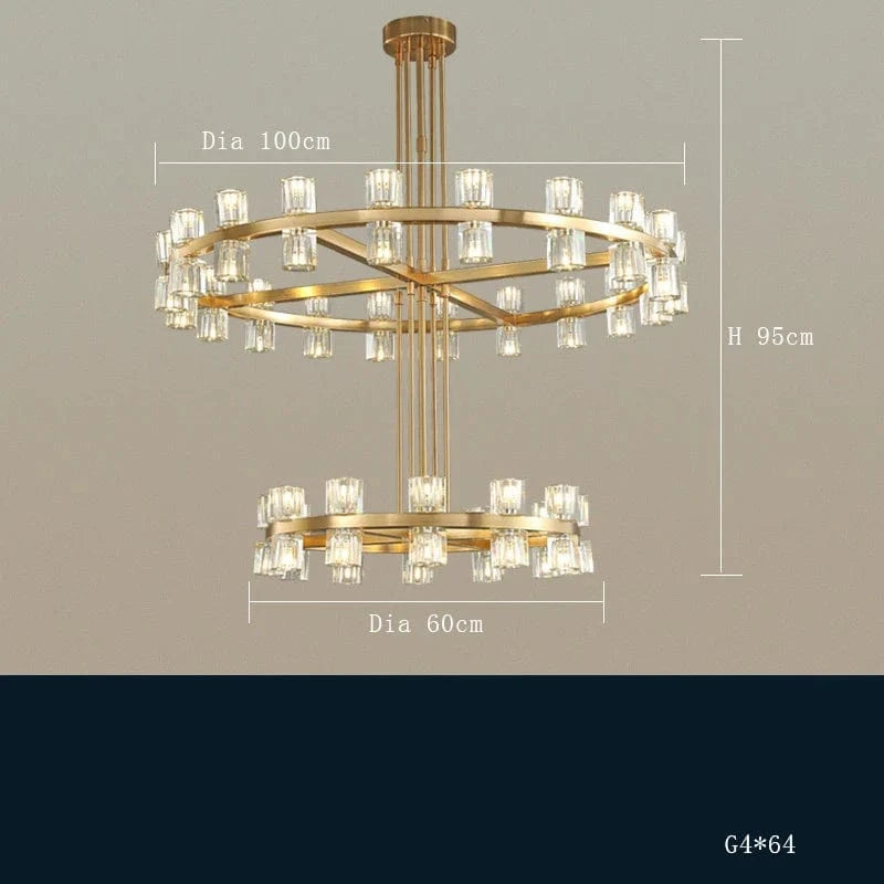 Lustre en laiton et cristal Luxe & Élégance | Marco Lucetti