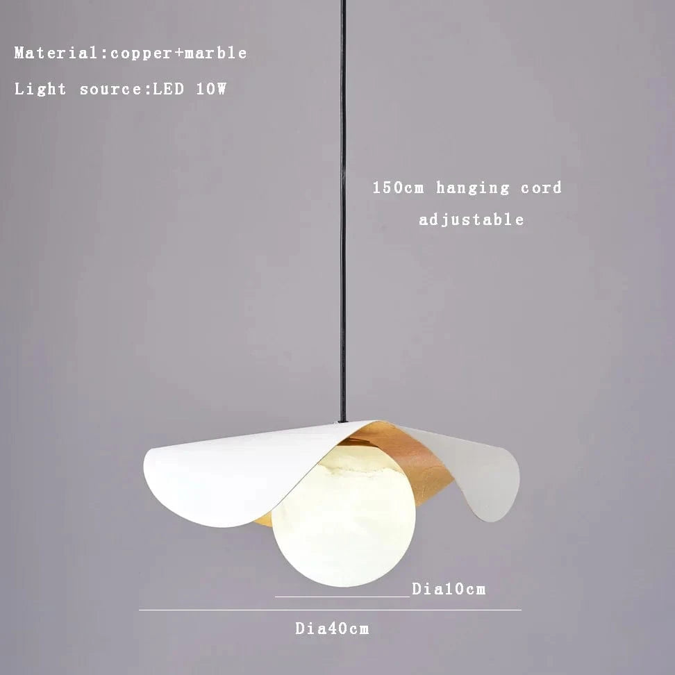 Lustre en marbre LED postmoderne pour une décoration de luxe | Marco Lucetti 40 cm blanc / Jaune clair
