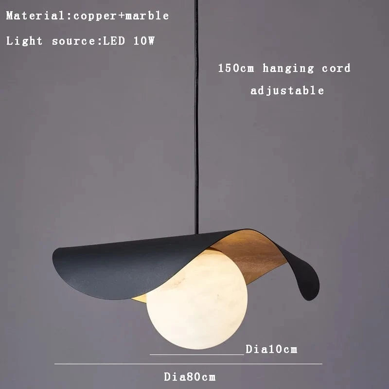 Lustre en marbre LED postmoderne pour une décoration de luxe | Marco Lucetti 80 cm noir / Jaune clair