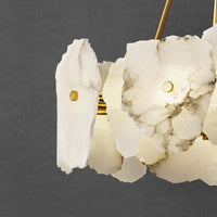 Lustre en Marbre Naturel de Luxe LED pour Bars et Restaurants | Marco Lucetti Dia40xH22CM / 24W | Blanc chaud