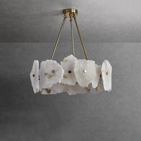 Lustre en Marbre Naturel de Luxe LED pour Bars et Restaurants | Marco Lucetti Dia40xH22CM / 24W | Blanc chaud