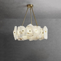 Lustre en Marbre Naturel de Luxe LED pour Bars et Restaurants | Marco Lucetti Dia40xH22CM / 24W | Blanc chaud