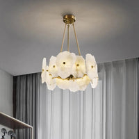 Lustre en Marbre Naturel de Luxe LED pour Bars et Restaurants | Marco Lucetti Dia40xH22CM / 24W | Blanc chaud