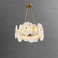 Lustre en Marbre Naturel de Luxe LED pour Bars et Restaurants | Marco Lucetti Dia40xH22CM / 24W | Blanc chaud