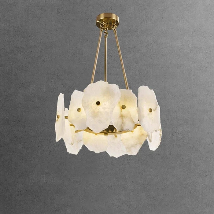 Lustre en Marbre Naturel de Luxe LED pour Bars et Restaurants | Marco Lucetti Dia40xH22CM / 24W | Blanc chaud
