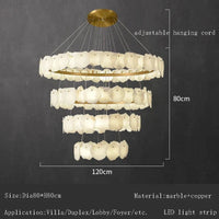 Lustre en marbre naturel espagnol de grand luxe pour hôtellerie prestige | Marco Lucetti 120x80cm / Or / Lumière chaude