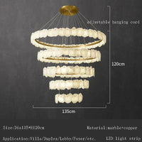 Lustre en marbre naturel espagnol de grand luxe pour hôtellerie prestige | Marco Lucetti 135x120cm / Argent / Dimmable