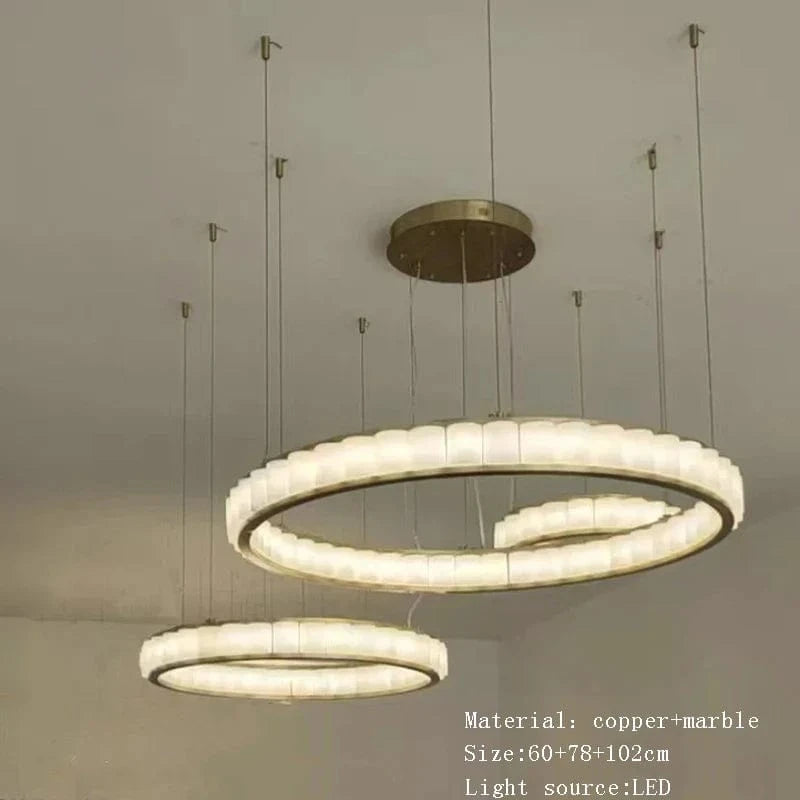 Lustre en marbre naturel espagnol de grand luxe pour hôtellerie prestige | Marco Lucetti 60 78 102cm / Argent / Lumière blanche