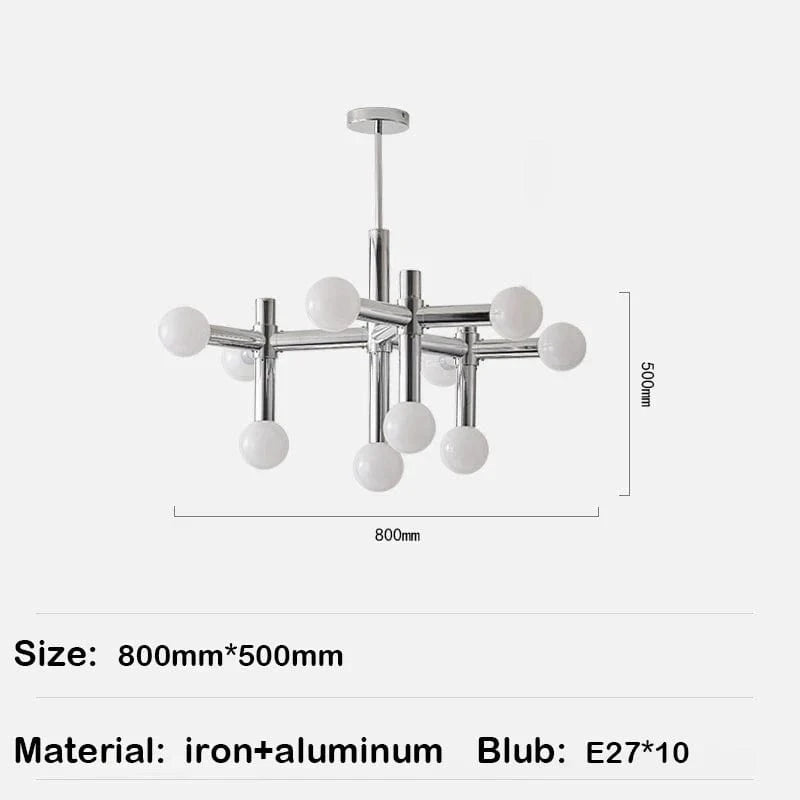 Lustre en métal chromé au style designer art décor - Nouveauté ! | Marco Lucetti 10 ampoules / Lumière naturelle