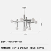 Lustre en métal chromé au style designer art décor - Nouveauté ! | Marco Lucetti 10 ampoules / Lumière naturelle