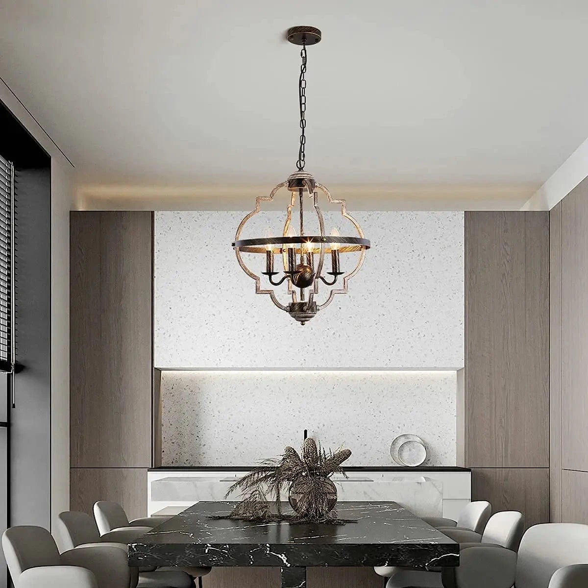 Lustre en métal vintage avec lampes bougies | Marco Lucetti