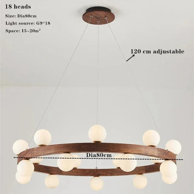 Lustre en noyer haut de gamme pour salon | Marco Lucetti Dia80cm / Pas d&#39;ampoule