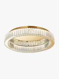 Lustre Luxe en Or et Argent avec LED Dimmable Rond