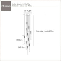 Lustre en Or Moderne LED pour Escalier en Cristal Spirale | Marco Lucetti 10 lumières 70W / Blanc chaud