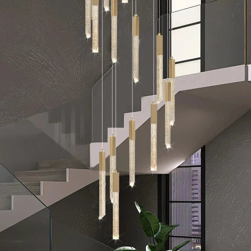 Lustre en Or Moderne LED pour Escalier en Cristal Spirale | Marco Lucetti