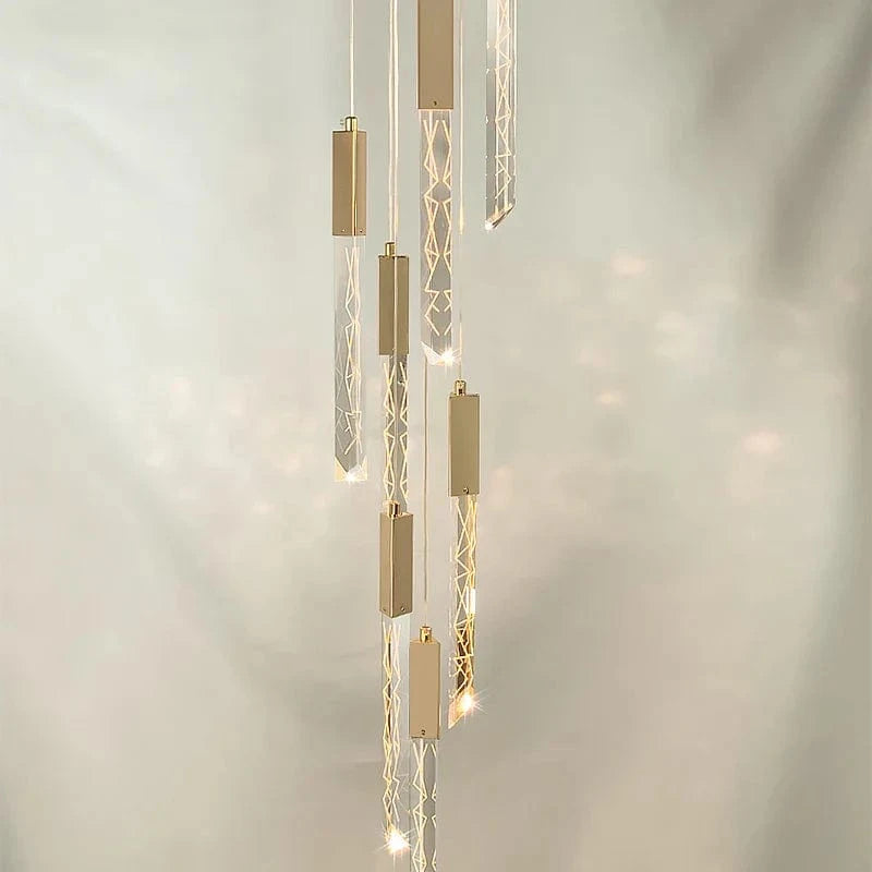 Lustre en Or Moderne LED pour Escalier en Cristal Spirale | Marco Lucetti