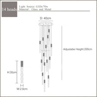 Lustre en Or Moderne LED pour Escalier en Cristal Spirale | Marco Lucetti 14 lumières 70W / Blanc chaud