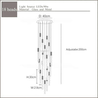 Lustre en Or Moderne LED pour Escalier en Cristal Spirale | Marco Lucetti 18 lumières 90W / Blanc chaud