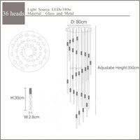 Lustre en Or Moderne LED pour Escalier en Cristal Spirale | Marco Lucetti 36 lumières 180W / Blanc chaud