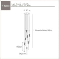 Lustre en Or Moderne LED pour Escalier en Cristal Spirale | Marco Lucetti 7 lumières 35W / Blanc chaud
