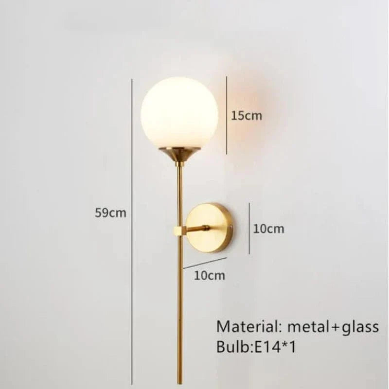 Lustre en perles de verre blanc | Marco Lucetti 1 boule d&#39;or / Blanc chaud