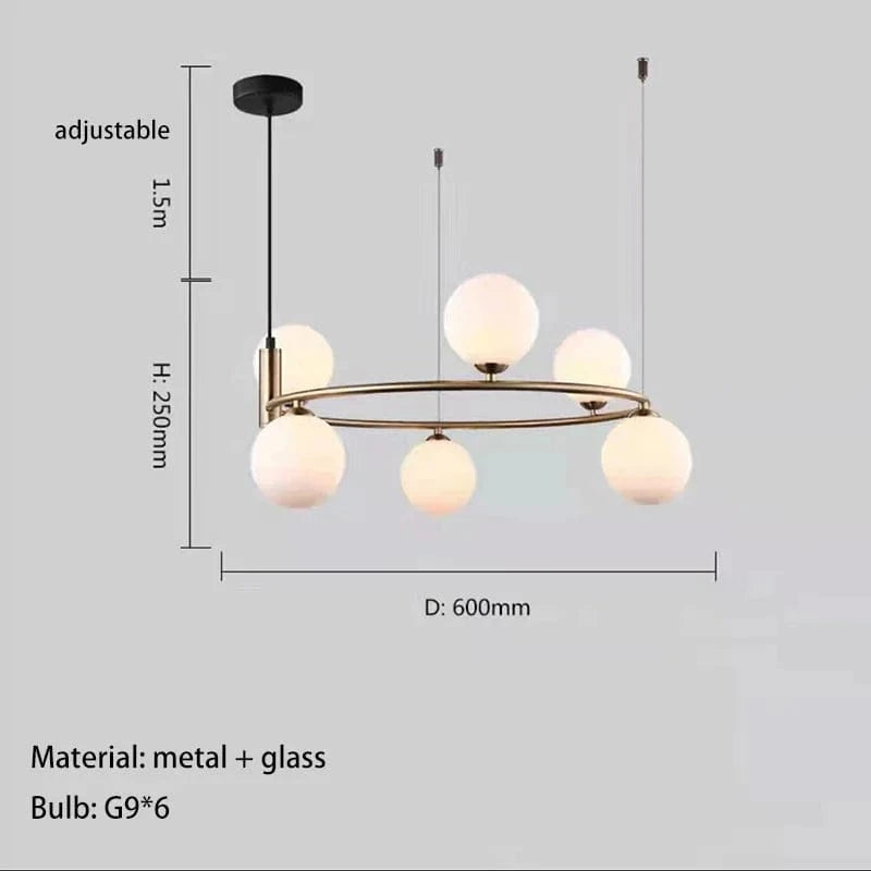 Lustre en perles de verre blanc | Marco Lucetti 6 lumières-or / Blanc chaud