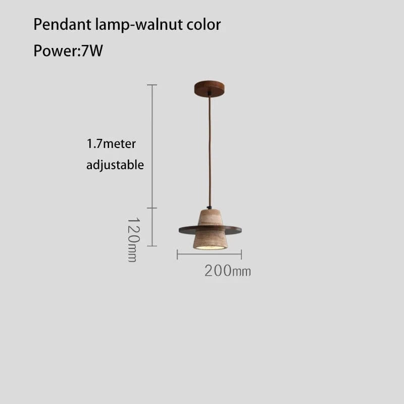 Lustre en pierre LED style rétro médiéval - Petit Détail | Marco Lucetti Pendentif couleur noyer / 3000K