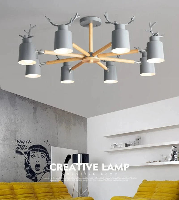 Lustre en rondins scandinave - Design cerf pour éclairage intérieur | Marco Lucetti