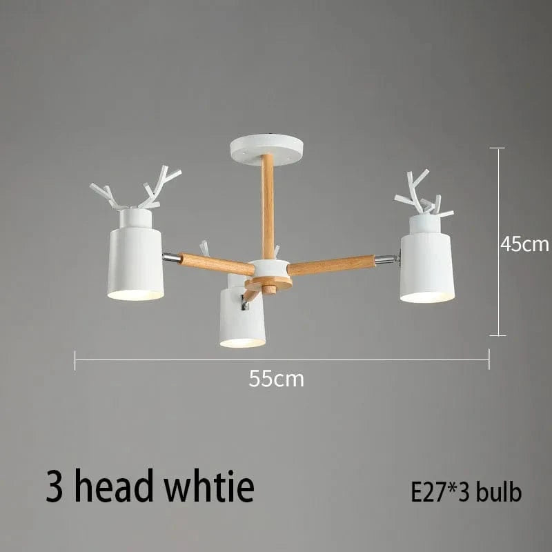 Lustre en rondins scandinave - Design cerf pour éclairage intérieur | Marco Lucetti 3 têtes blanches / Chine