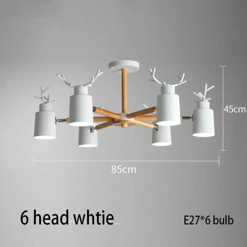 Lustre en rondins scandinave - Design cerf pour éclairage intérieur | Marco Lucetti 6 têtes blanches / Chine