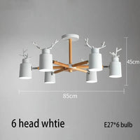 Lustre en rondins scandinave - Design cerf pour éclairage intérieur | Marco Lucetti 6 têtes blanches / Chine
