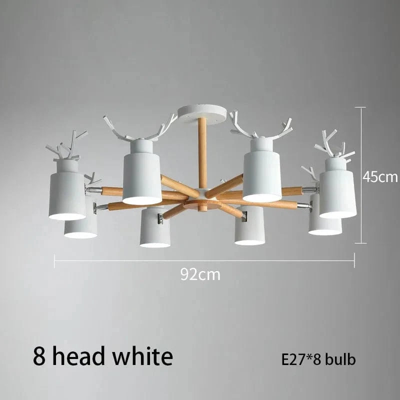 Lustre en rondins scandinave - Design cerf pour éclairage intérieur | Marco Lucetti 8 têtes blanches / Chine