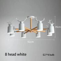 Lustre en rondins scandinave - Design cerf pour éclairage intérieur | Marco Lucetti 8 têtes blanches / Chine