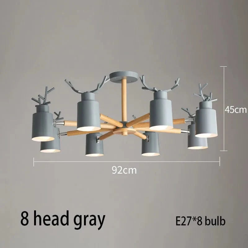 Lustre en rondins scandinave - Design cerf pour éclairage intérieur | Marco Lucetti 8 têtes grises / Chine
